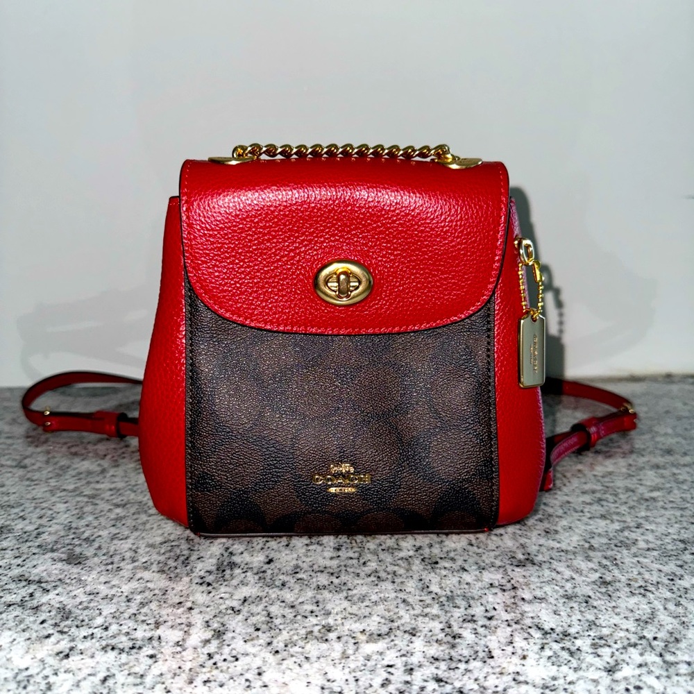 Coach convertible mini backpack in signature canvas
